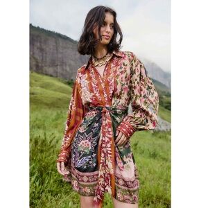 FARM Rio Mixed Winter Scarves Ecovero Viscose Buttondown Dress Size Small NWT